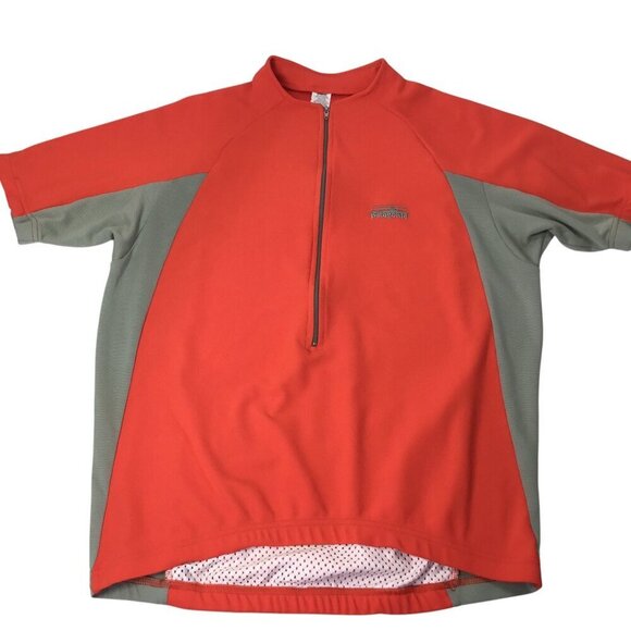 Patagonia Cycling Jersey Vtg Y2K Bike 1/2 Zip Short Sleeve Large USA Red Gray - Picture 7 of 10